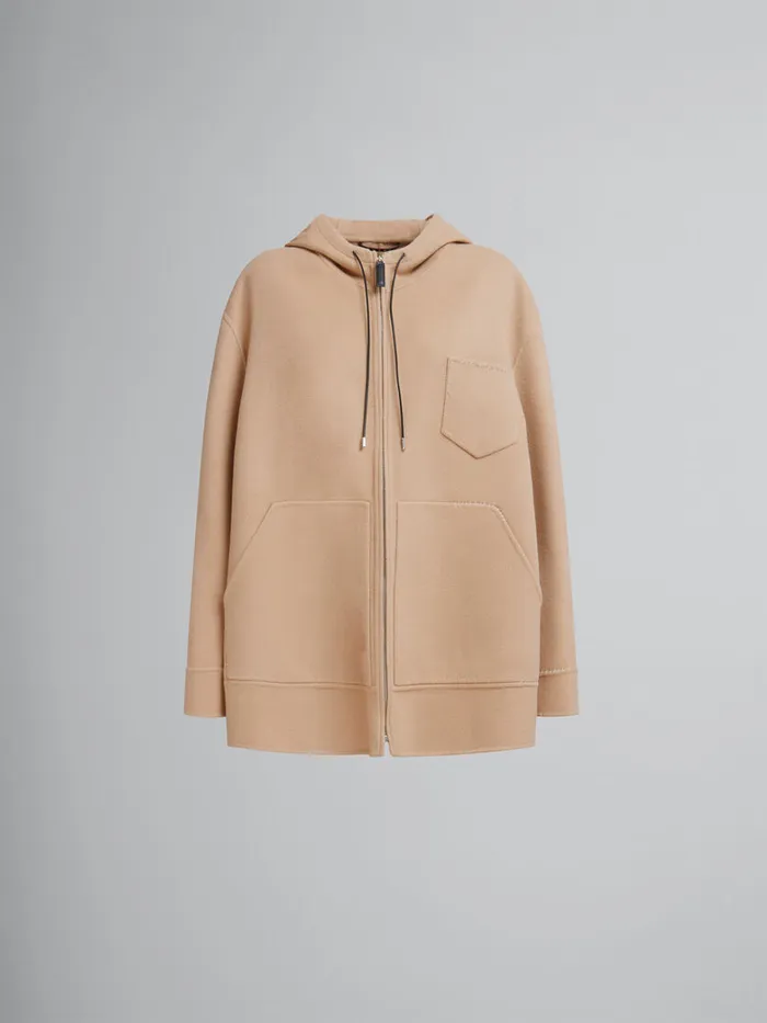 Beige Woolcashmere Parka With Marni Mending Women Marni Coats and Jackets