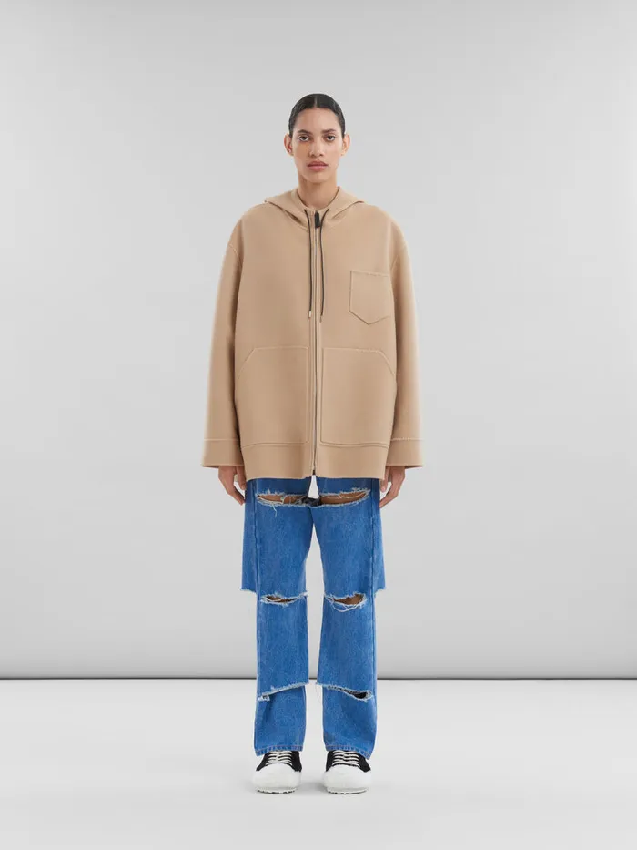 Beige Woolcashmere Parka With Marni Mending Women Marni Coats and Jackets