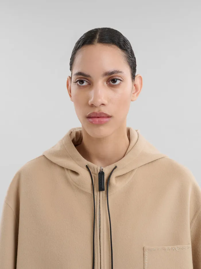 Beige Woolcashmere Parka With Marni Mending Women Marni Coats and Jackets