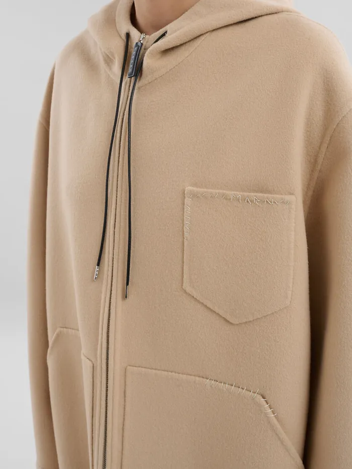 Beige Woolcashmere Parka With Marni Mending Women Marni Coats and Jackets