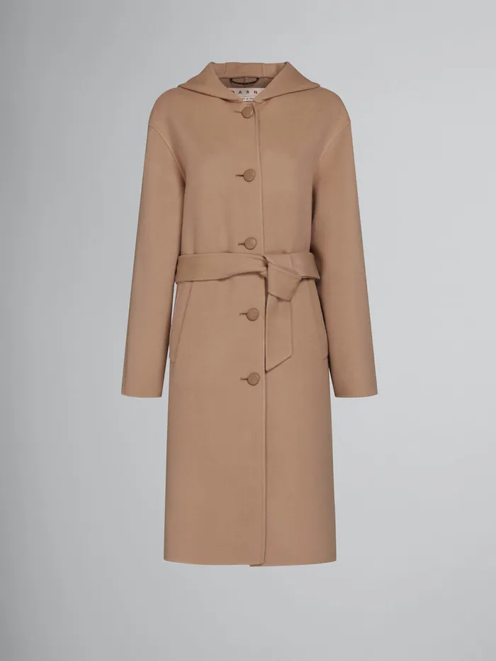 Beige Wool Coat With Waist Belt Women Marni Coats and Jackets