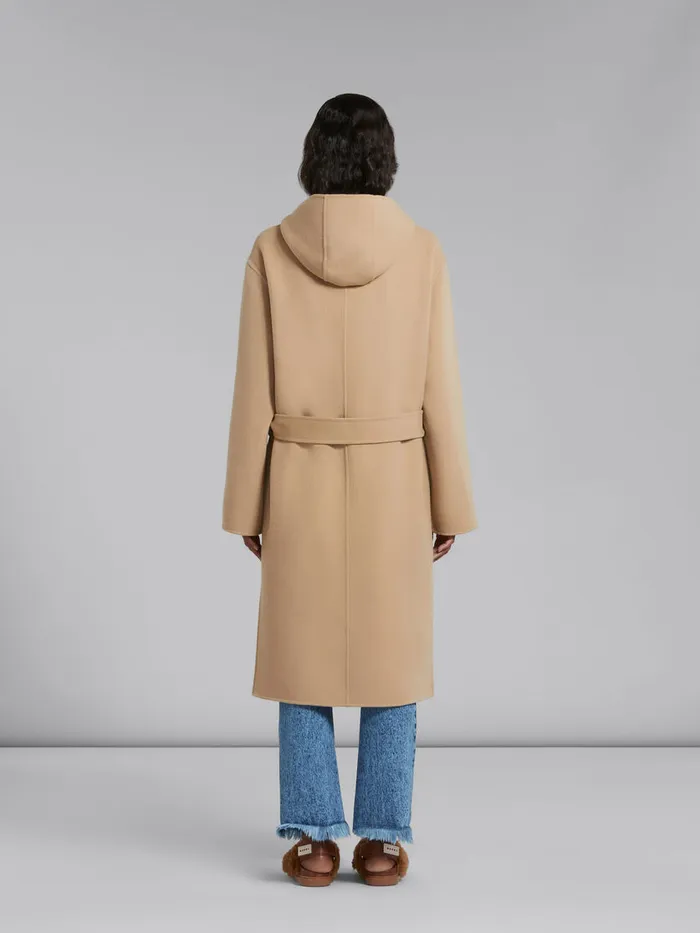 Beige Wool Coat With Waist Belt Women Marni Coats and Jackets