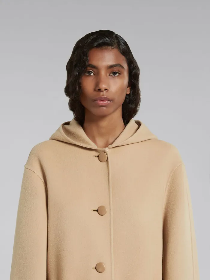 Beige Wool Coat With Waist Belt Women Marni Coats and Jackets
