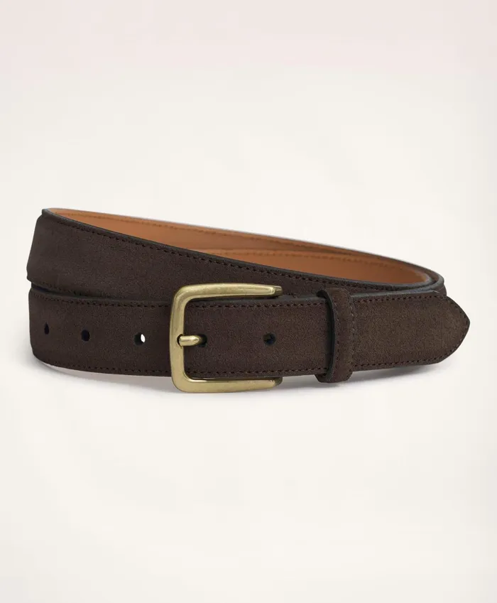 Belts Men Brooks Brothers Classic Suede Belt Brown