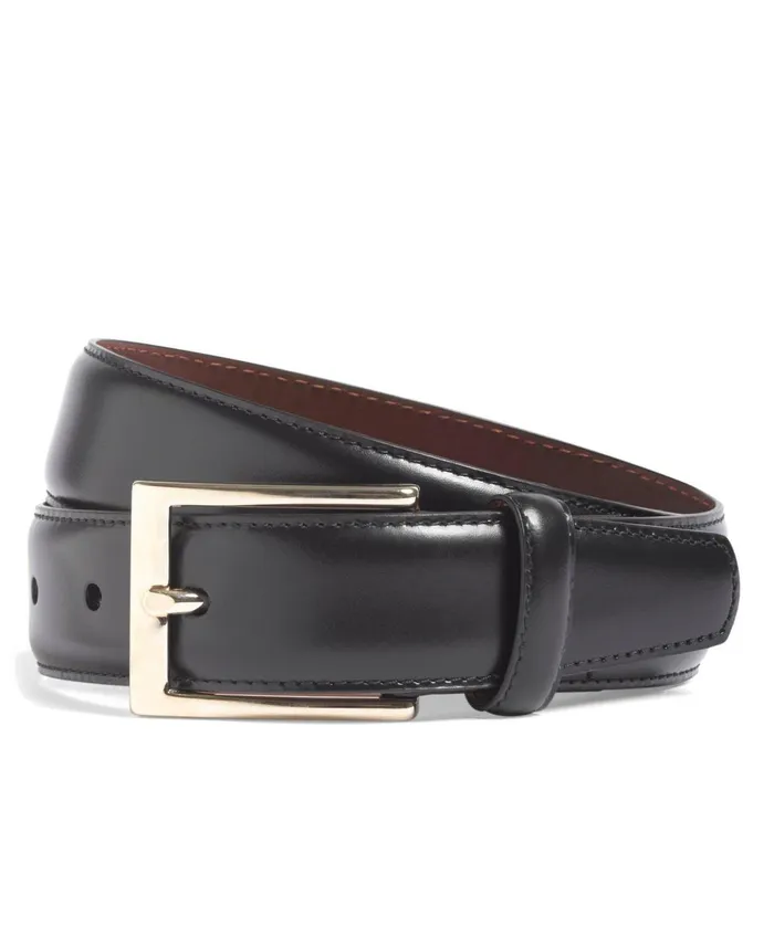 Belts Men Brooks Brothers Gold Buckle Leather Dress Belt Black