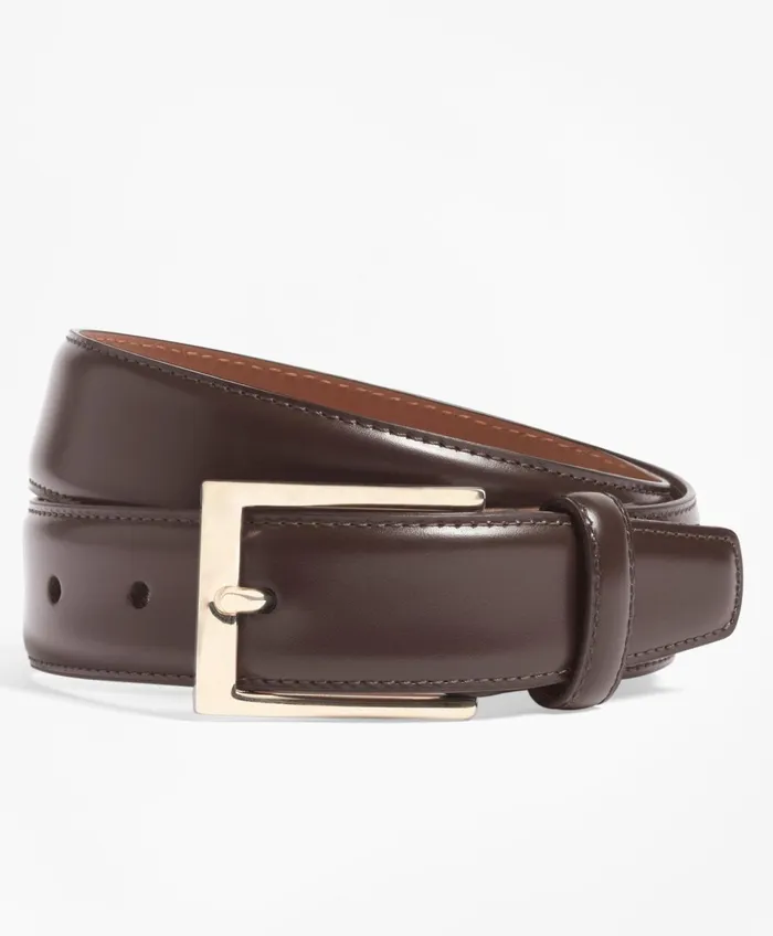 Belts Men Brooks Brothers Gold Buckle Leather Dress Belt Brown