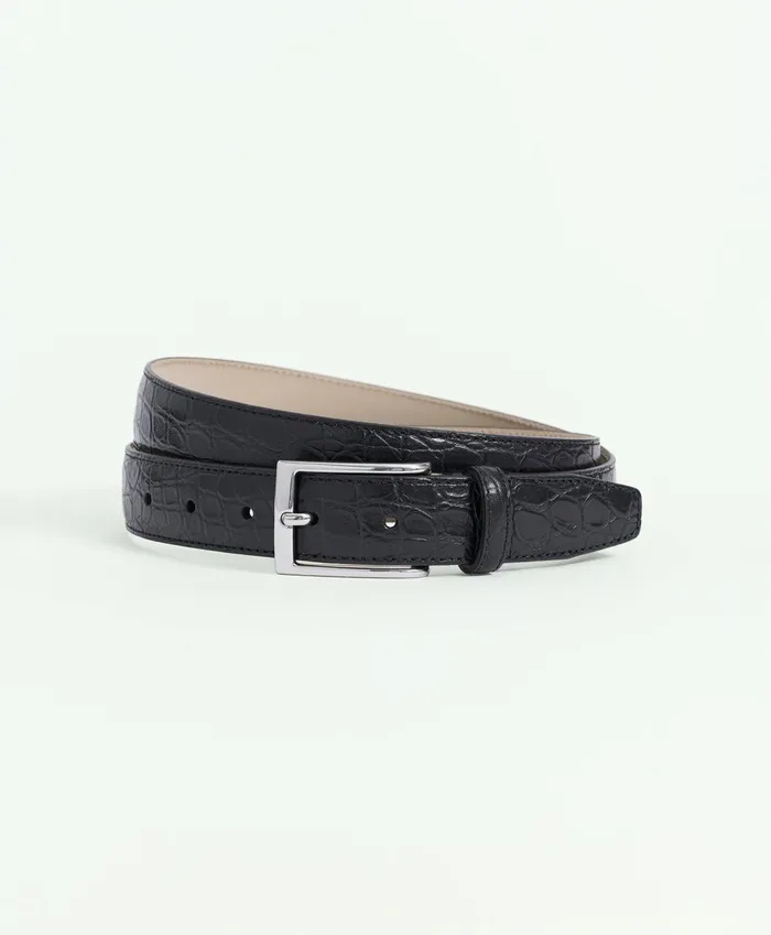Belts Men Brooks Brothers Leather Alligator Textured Belt Black