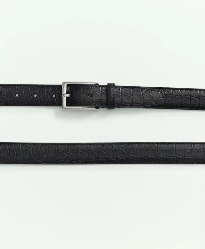 Belts Men Brooks Brothers Leather Alligator Textured Belt Black