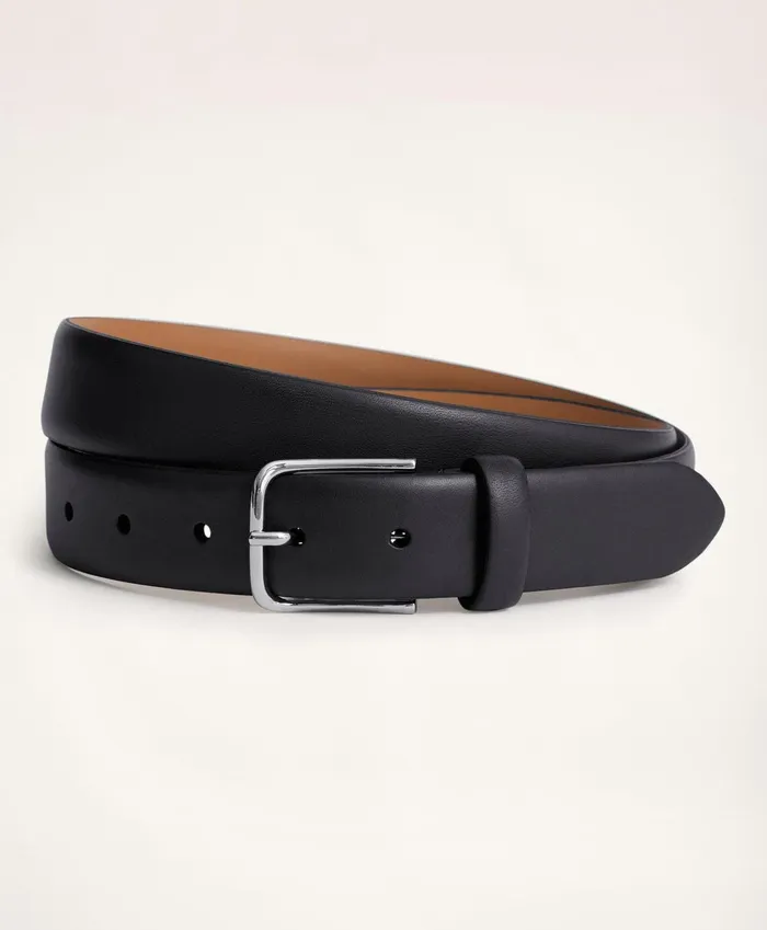 Belts Men Brooks Brothers Leather Feather Edge Belt Black