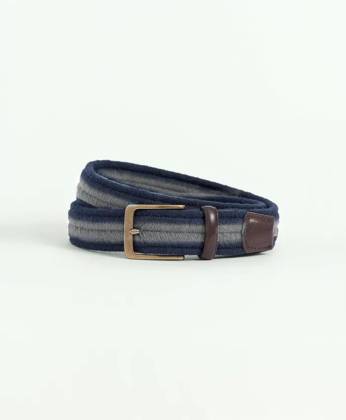 Belts Men Brooks Brothers Stripe Stretch Casual Belt Navy