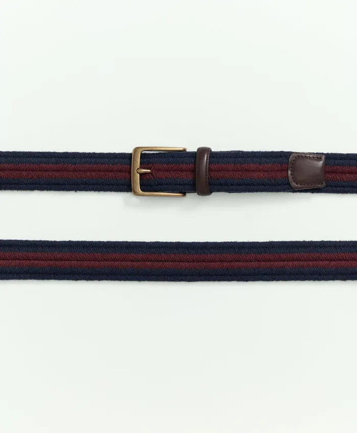 Belts Men Brooks Brothers Stripe Stretch Casual Belt Red