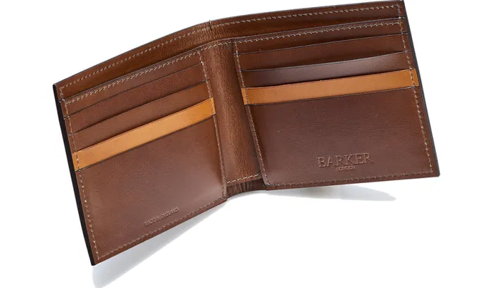 Bifold Wallet One Stripe 8211 Dark Walnut Calf Accessories Barker Shoes Leather Goods