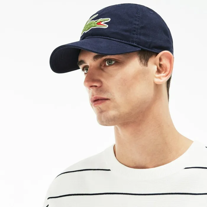 Big Croc Gabardine Cap Navy Blue Mens Lacoste Caps and Hats Outlet Factory