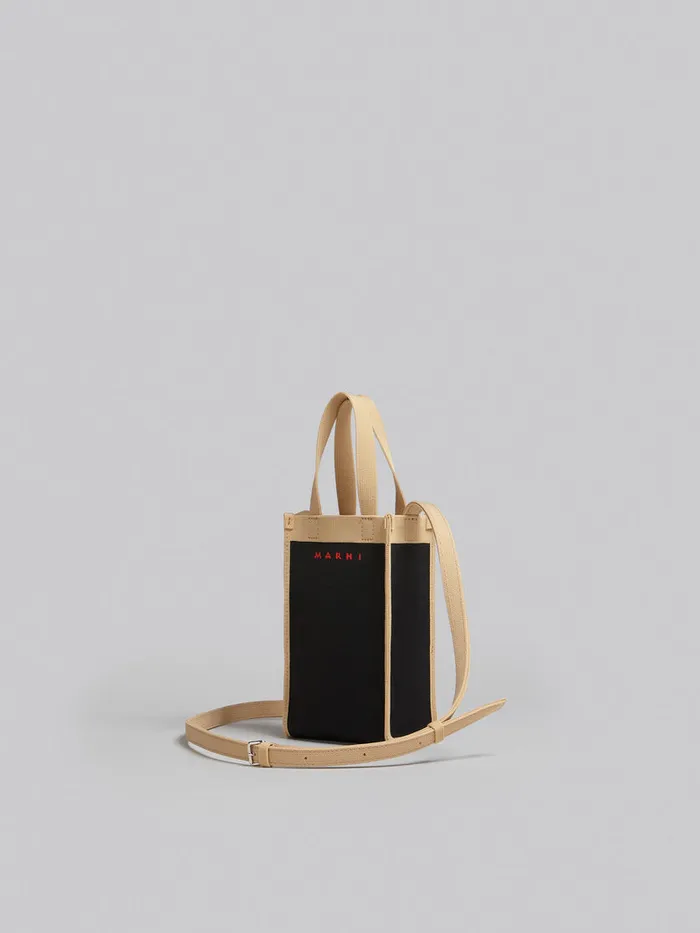 Black And Beige Jacquard Mini Shoulder Bag Men Marni Crossbody Bags