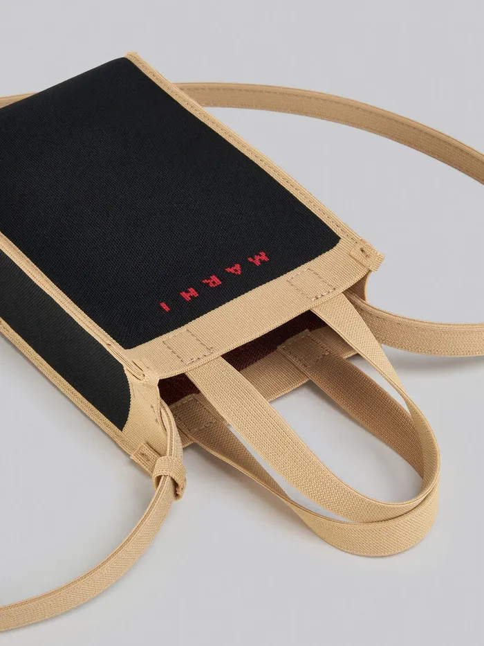 Black And Beige Jacquard Mini Shoulder Bag Men Marni Crossbody Bags
