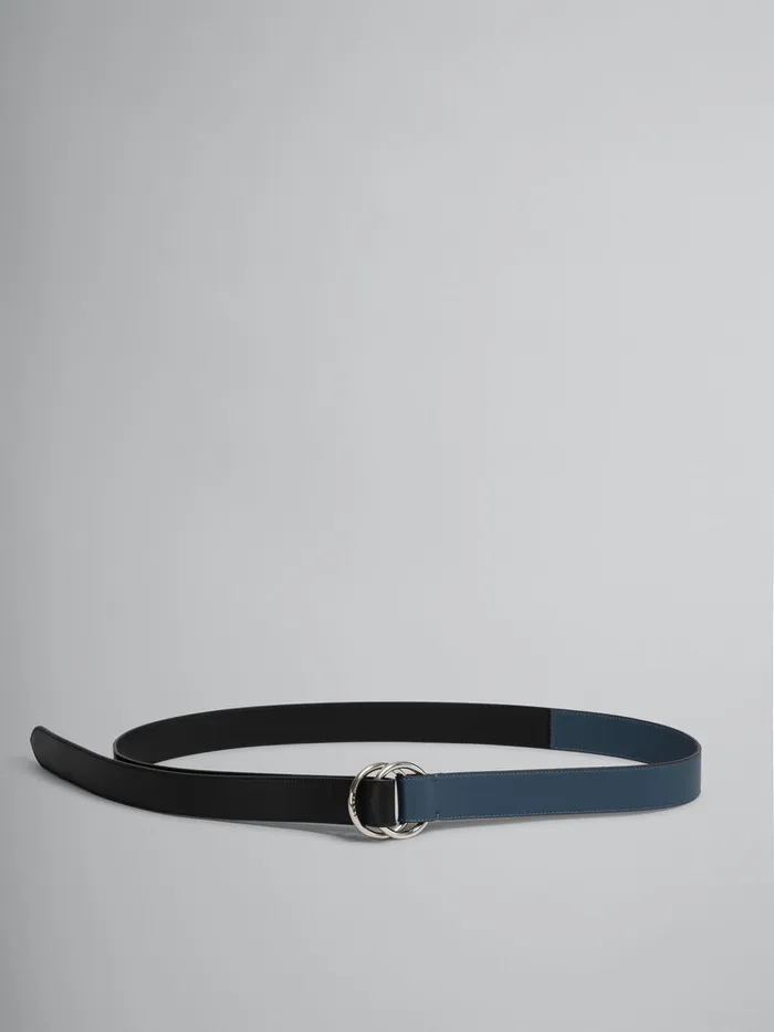 Black And Blue Leather Belt With Ring Buckle Men Marni Other Accessories