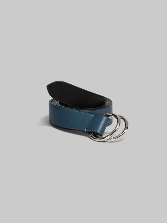 Black And Blue Leather Belt With Ring Buckle Men Marni Other Accessories
