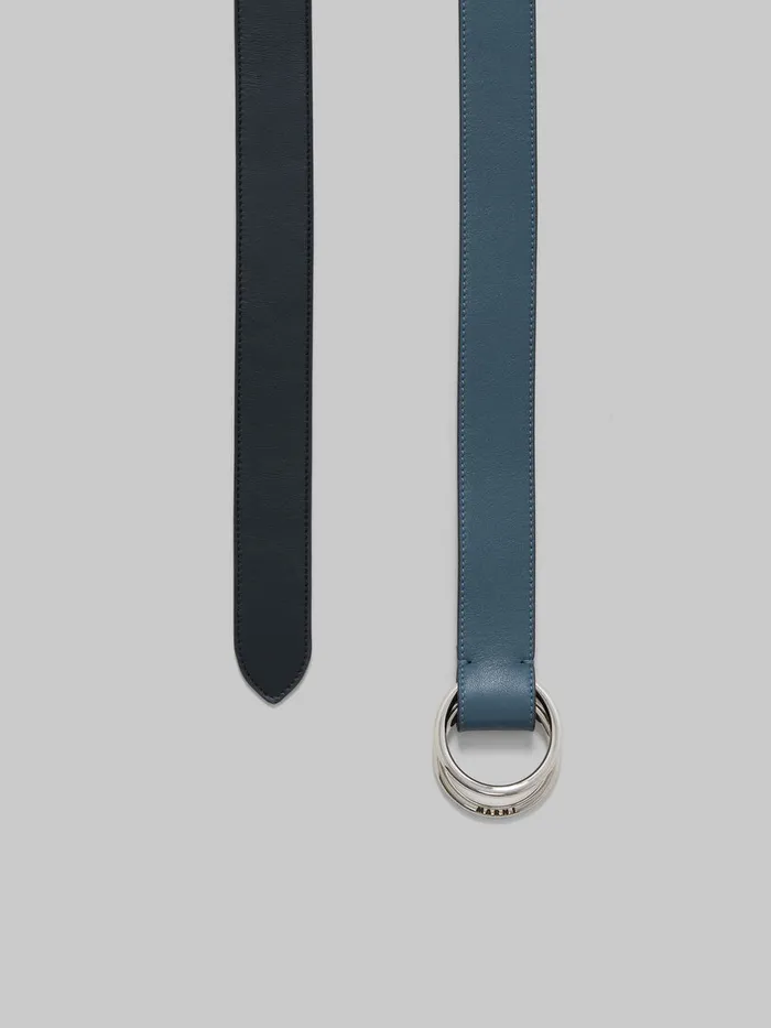 Black And Blue Leather Belt With Ring Buckle Men Marni Other Accessories