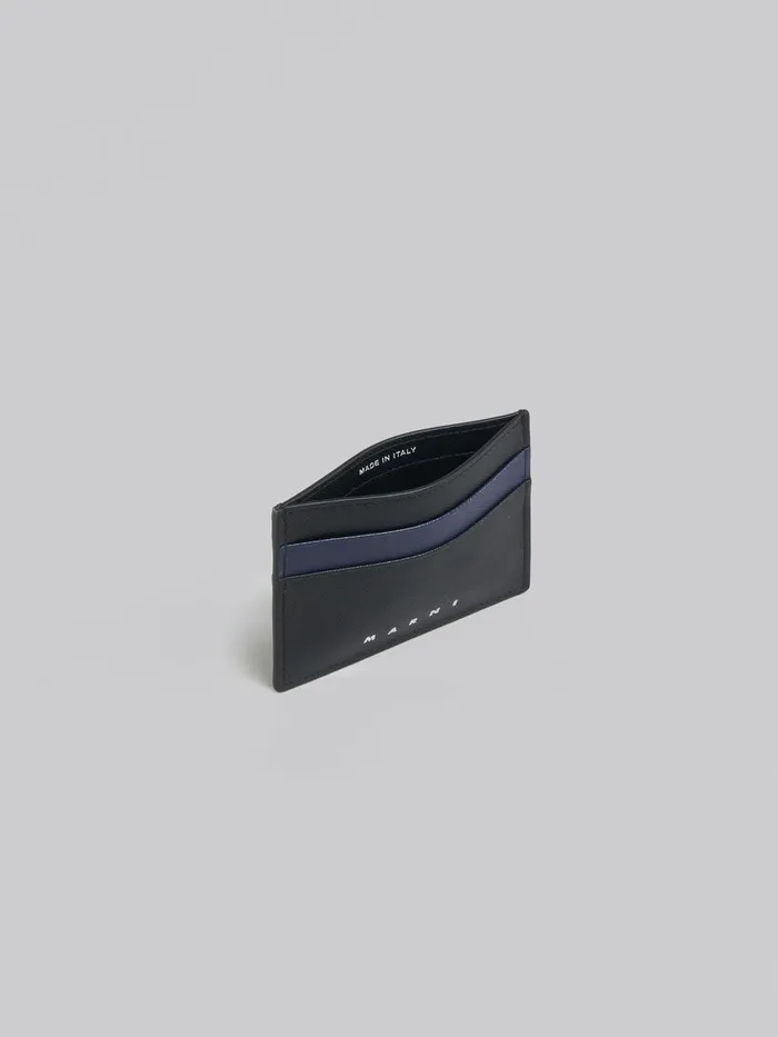Black And Blue Saffiano Leather Card Case Men Marni Wallets and Small Leather Goods