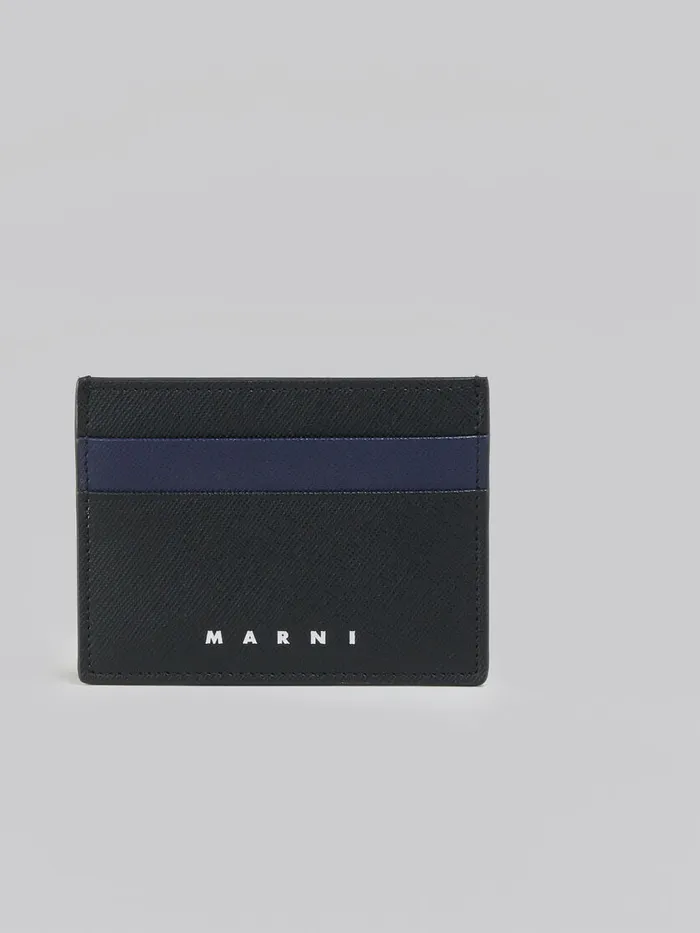 Black And Blue Saffiano Leather Card Case Men Marni Wallets and Small Leather Goods