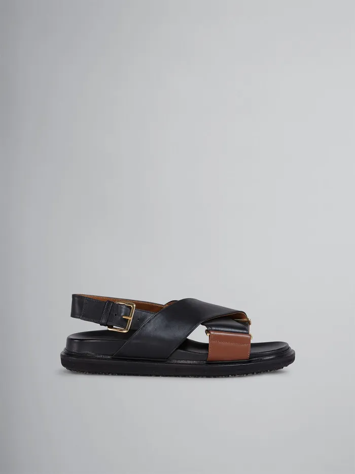 Black And Brown Leather Fussbett Women Marni Fussbett