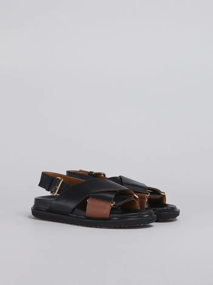Black And Brown Leather Fussbett Women Marni Fussbett