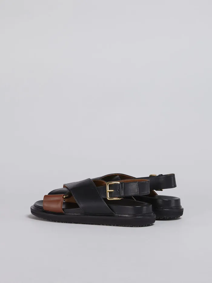Black And Brown Leather Fussbett Women Marni Fussbett