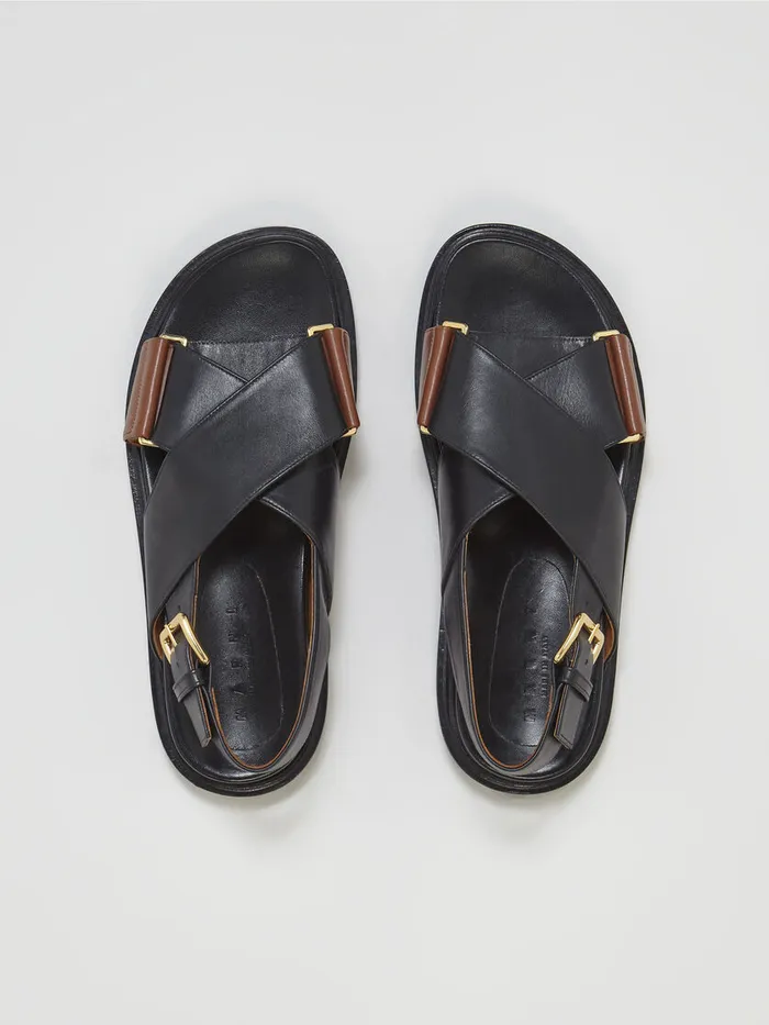 Black And Brown Leather Fussbett Women Marni Fussbett