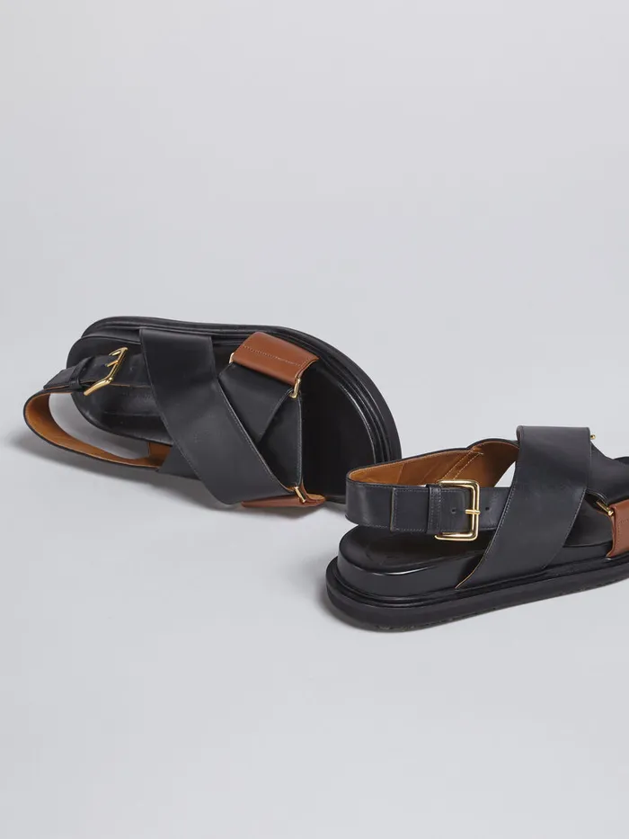Black And Brown Leather Fussbett Women Marni Fussbett