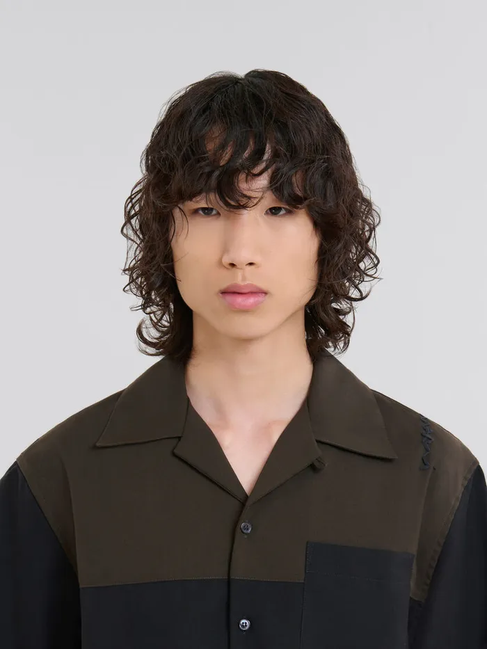 Black And Brown Wool Bowling Shirt Men Marni Tops and TShirts