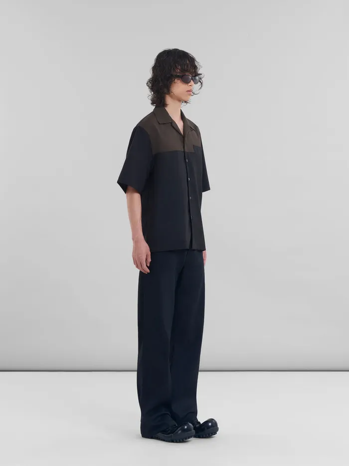 Black And Brown Wool Bowling Shirt Men Marni Tops and TShirts