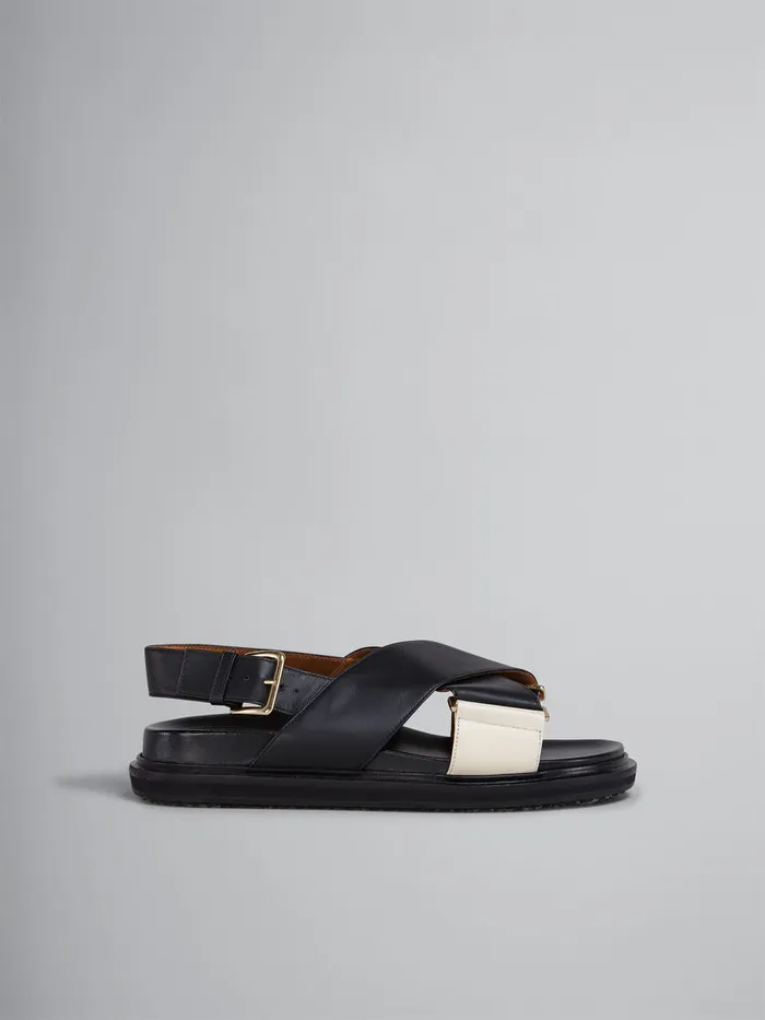 Black And White Leather Fussbett Women Marni Fussbett