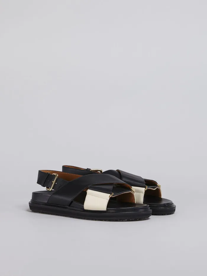 Black And White Leather Fussbett Women Marni Fussbett