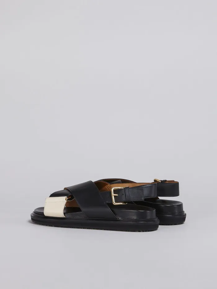Black And White Leather Fussbett Women Marni Fussbett