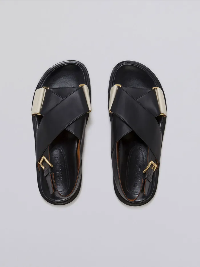 Black And White Leather Fussbett Women Marni Fussbett