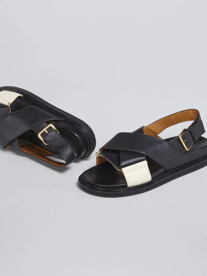 Black And White Leather Fussbett Women Marni Fussbett