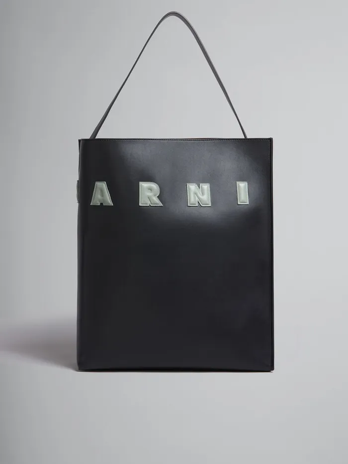 Black And White Leather Museo Hobo Bag With Patches Men Marni Tote Bags