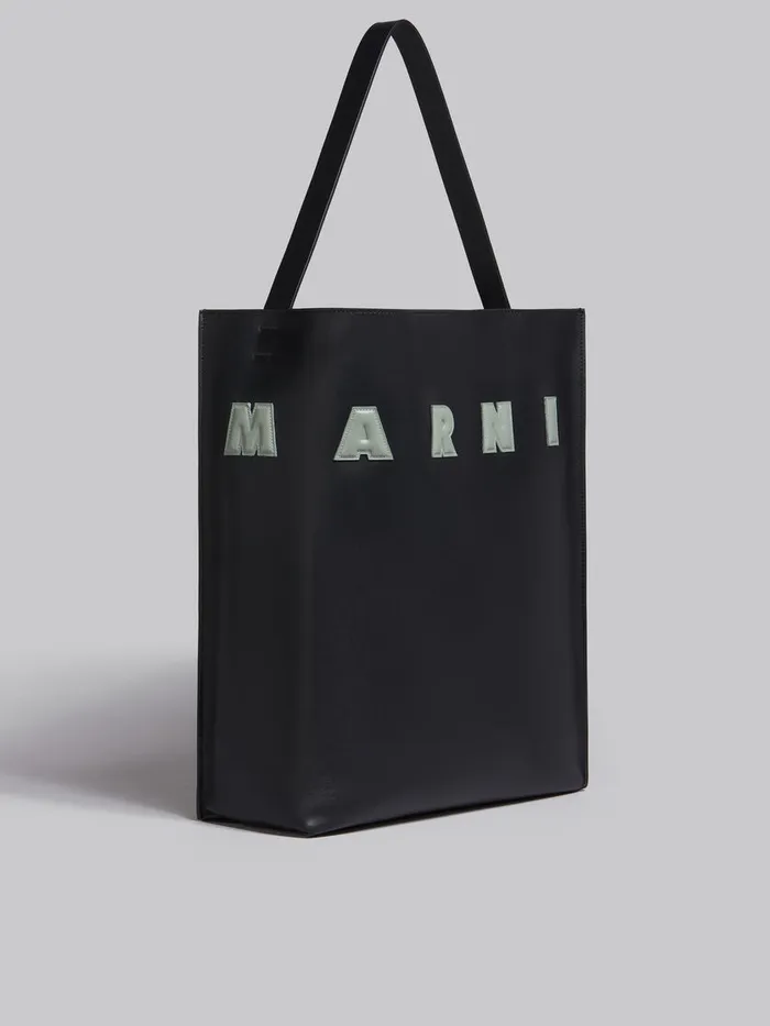 Black And White Leather Museo Hobo Bag With Patches Men Marni Tote Bags