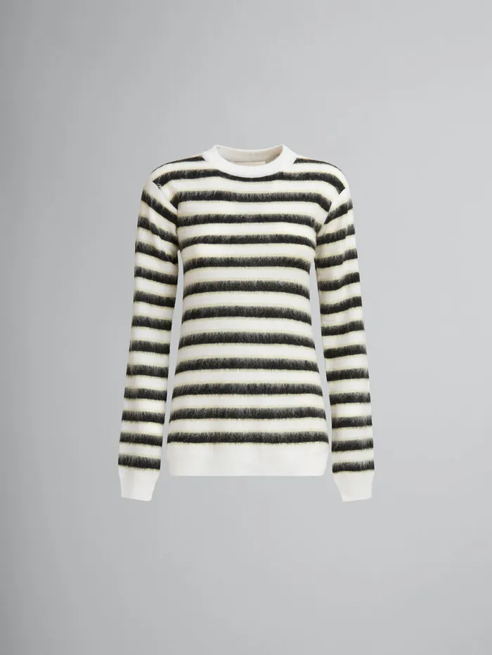 Black And White Striped Woolmohair Jumper Women Marni Knitwear