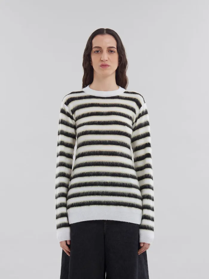 Black And White Striped Woolmohair Jumper Women Marni Knitwear