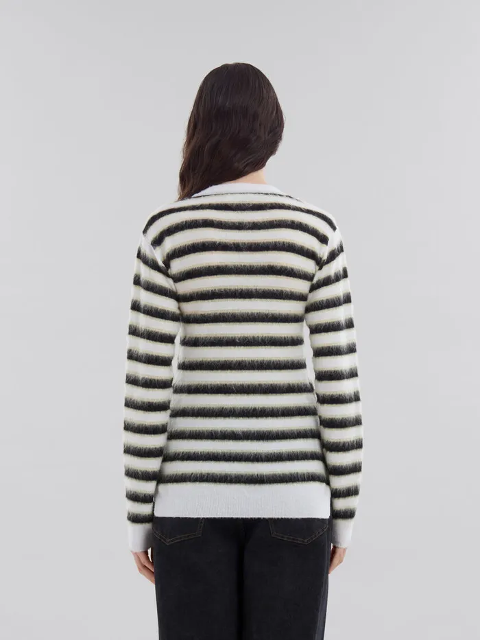 Black And White Striped Woolmohair Jumper Women Marni Knitwear