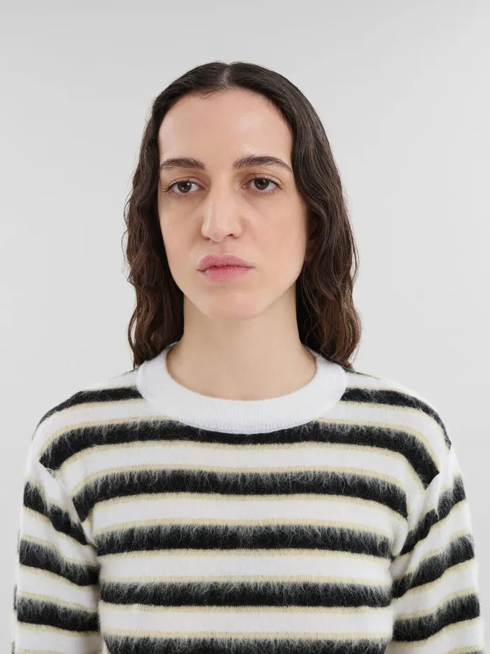 Black And White Striped Woolmohair Jumper Women Marni Knitwear