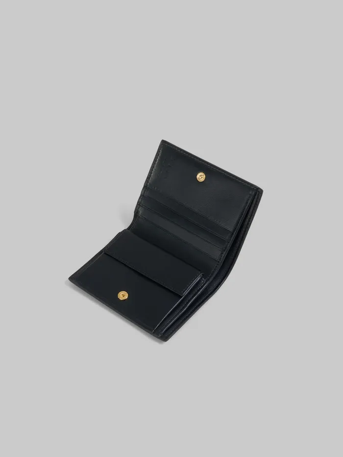 Black Bifold Wallet With Marni Mending Embroidery Women Marni Wallets and Small Leather Goods