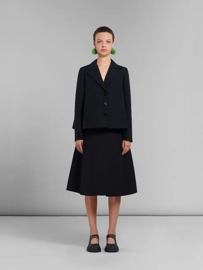 Black Cady Midi Skirt With Maxi Pleats Women Marni Skirts
