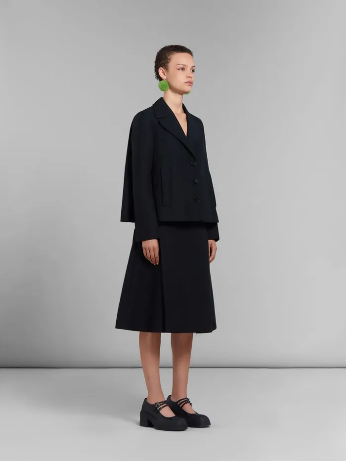 Black Cady Midi Skirt With Maxi Pleats Women Marni Skirts