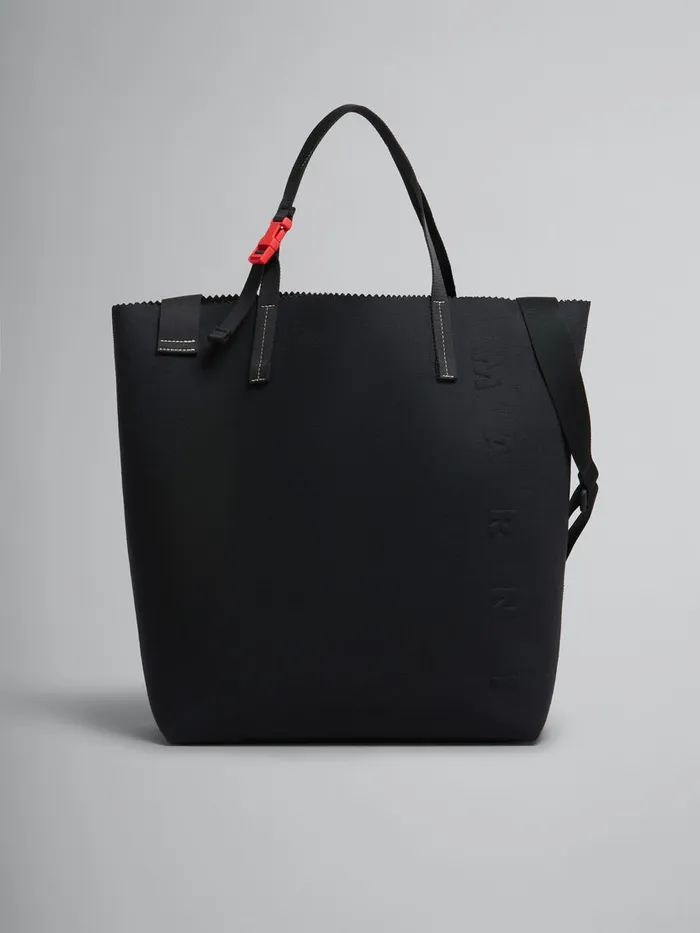 Black Canvas Tribeca Shopper With Raised Marni Logo Men Marni Tote Bags