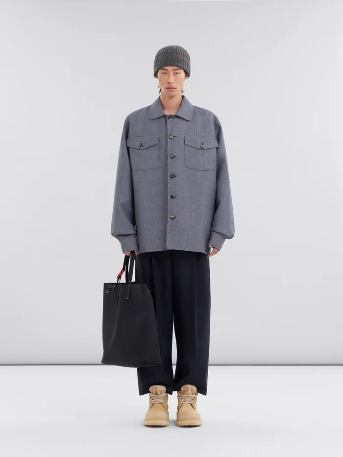 Black Canvas Tribeca Shopper With Raised Marni Logo Men Marni Tote Bags