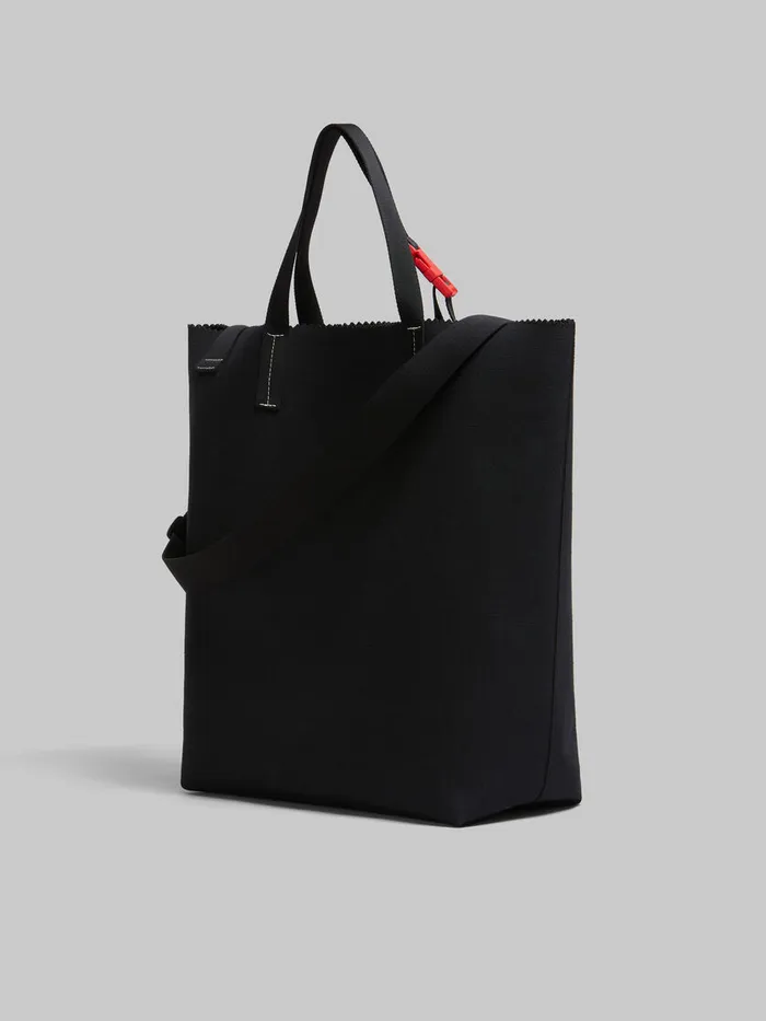 Black Canvas Tribeca Shopper With Raised Marni Logo Men Marni Tote Bags