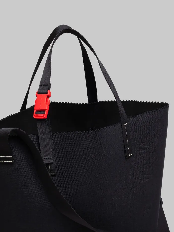Black Canvas Tribeca Shopper With Raised Marni Logo Men Marni Tote Bags
