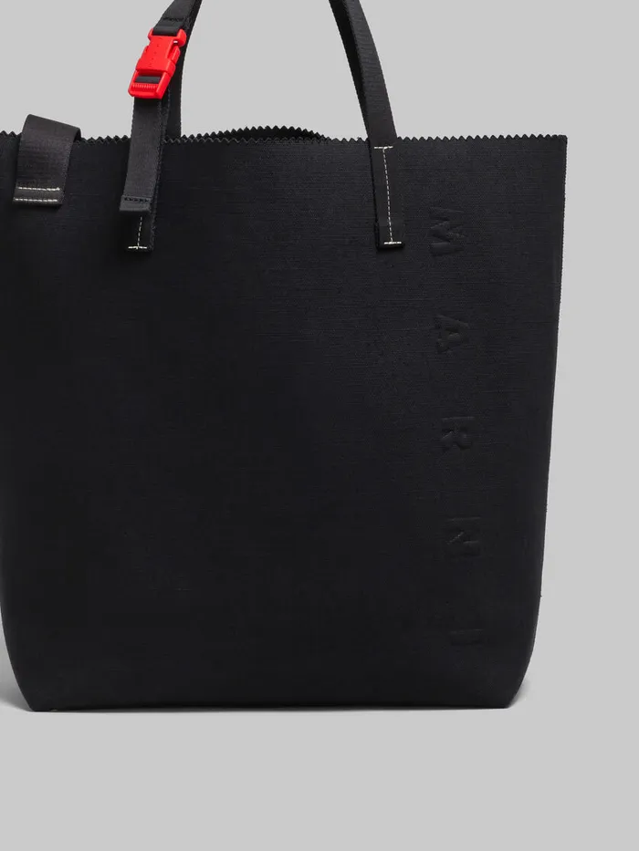 Black Canvas Tribeca Shopper With Raised Marni Logo Men Marni Tote Bags